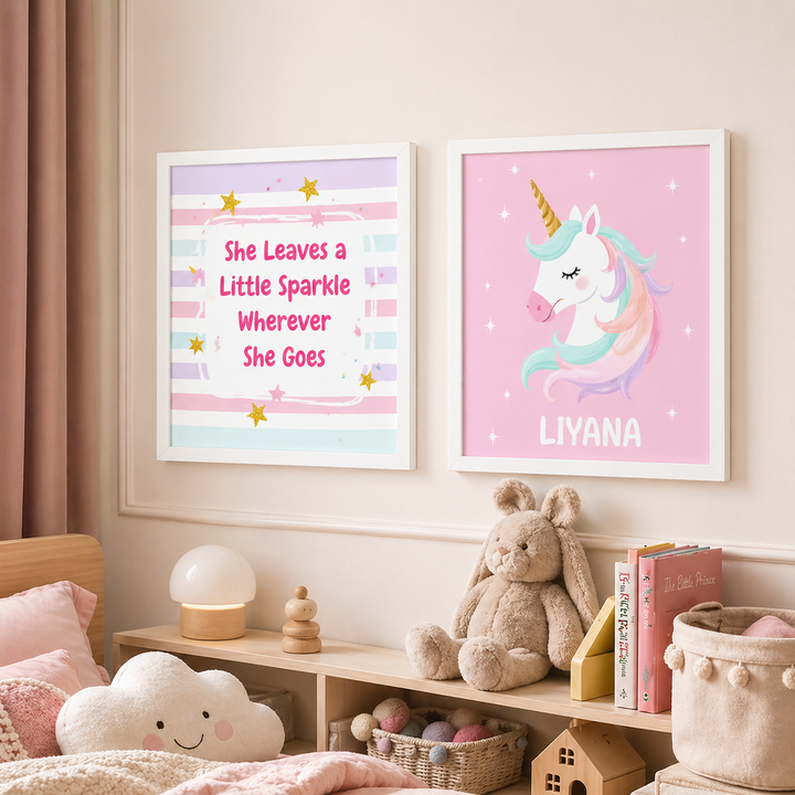 Birth Statistics Frame - Dreamy Unicorn  (Set Of 2)