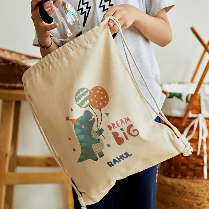 Personalised Drawstring Bag - Dino Party