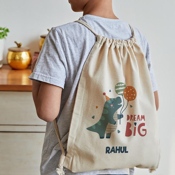 Personalised Drawstring Bag - Dino Party