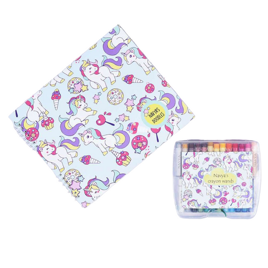 Doodle Book With Personalized Crayons - Shy Unicorn