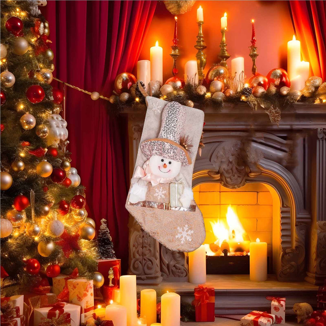Blush & Gold Wonderland Stocking - Snowman