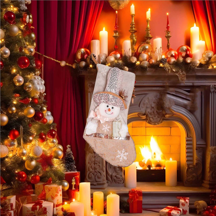 Blush & Gold Wonderland Stocking - Snowman
