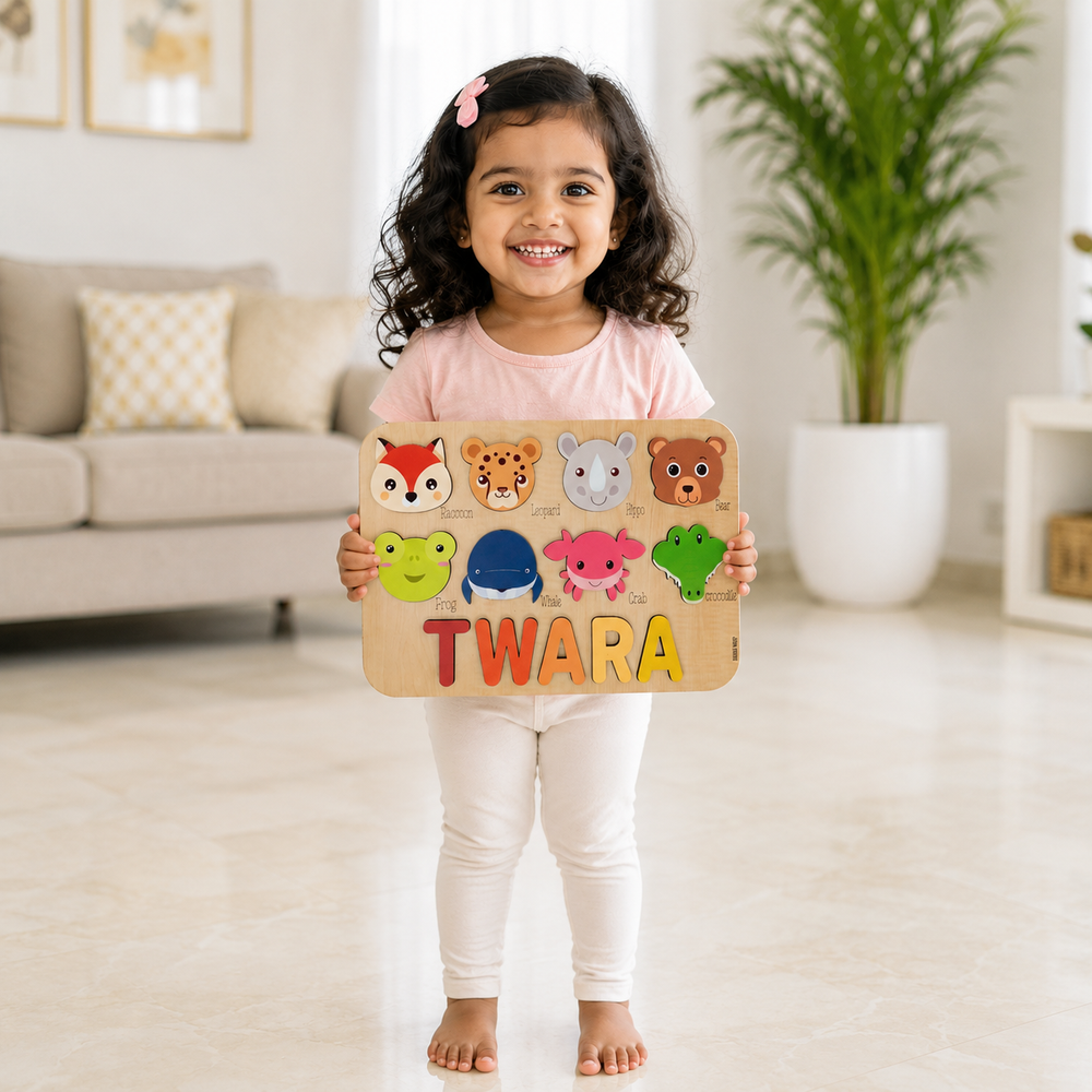Personalised Wooden Name Puzzle- Fauna (8 Elements)