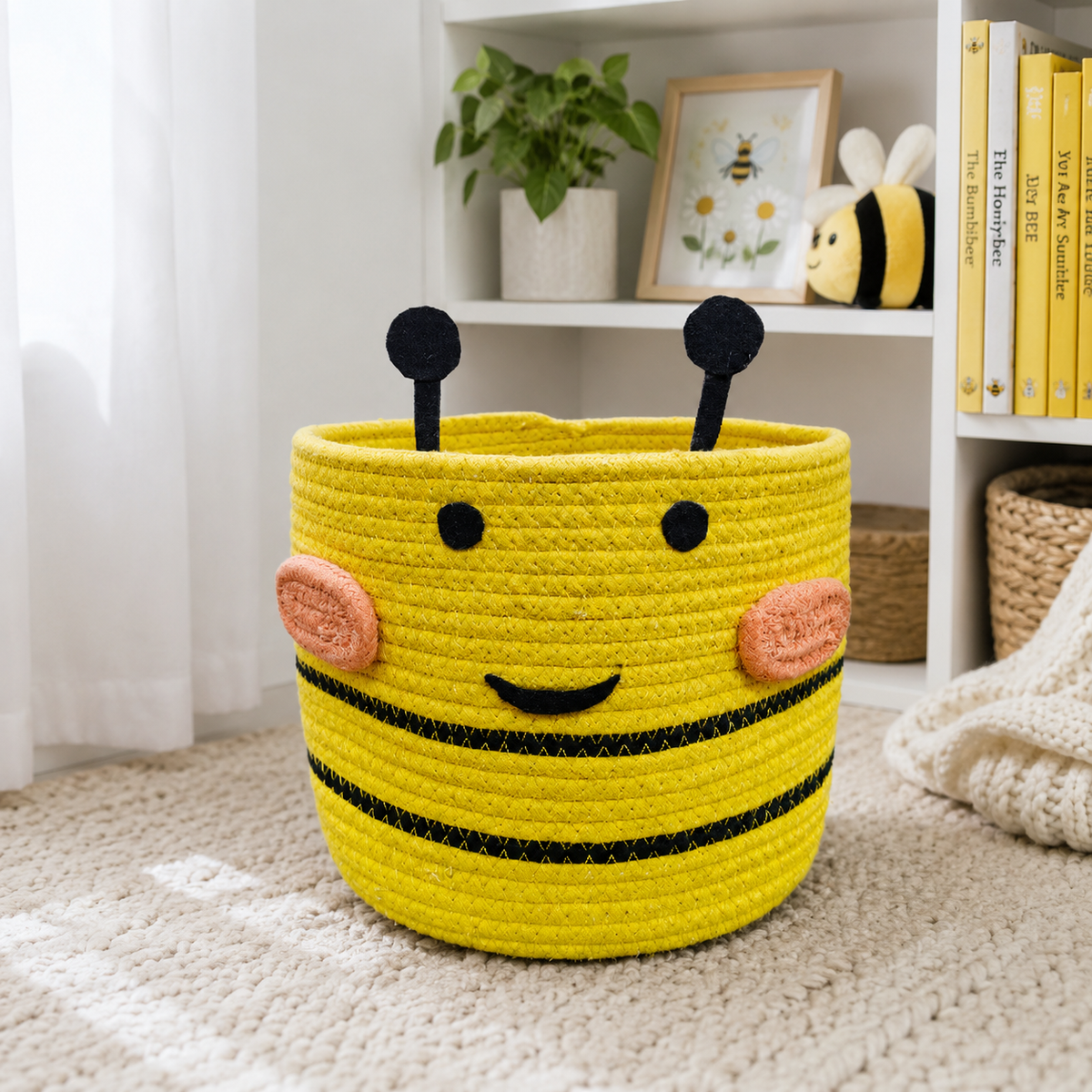 Babble Wrap Jute Cotton Storage Basket - Bee's Bliss