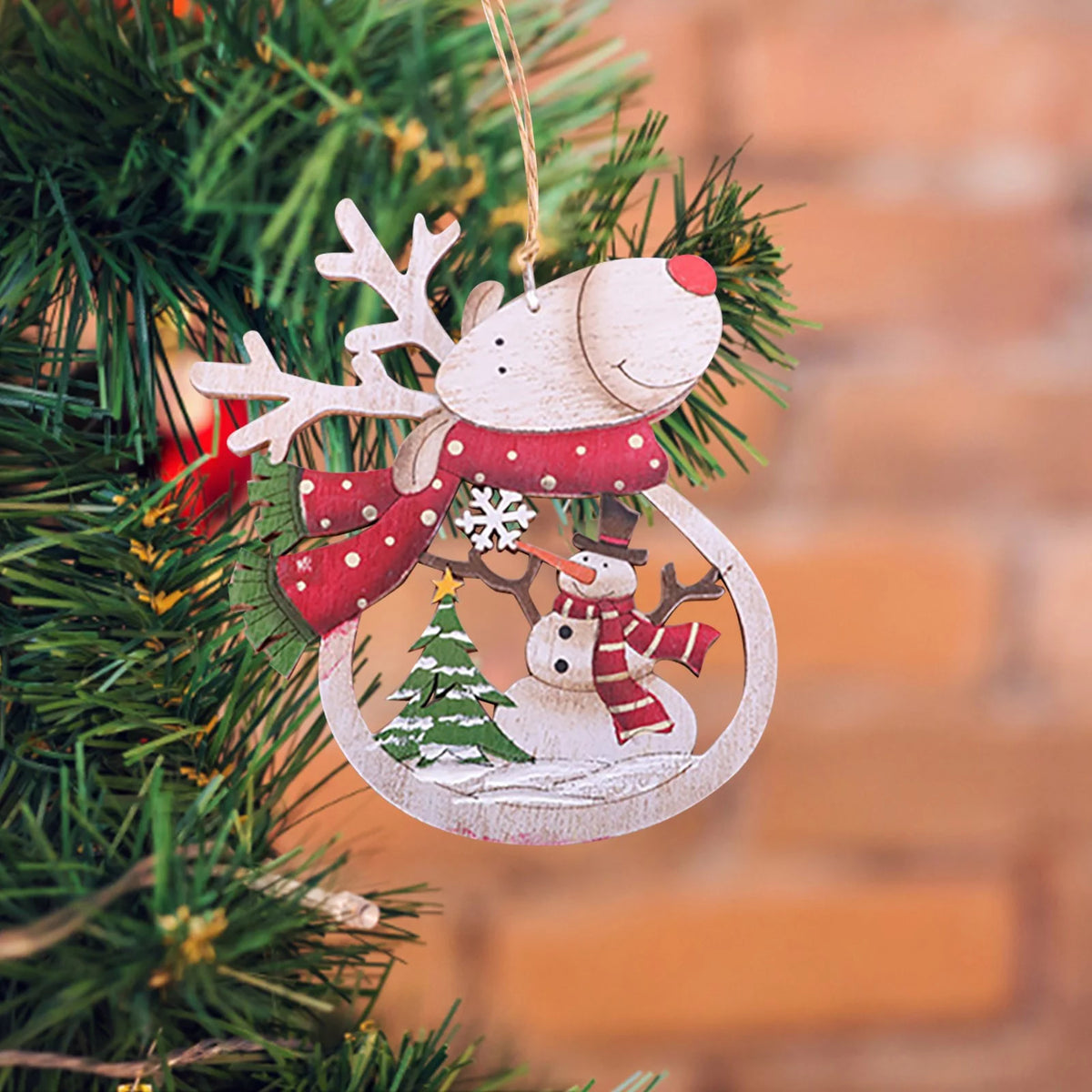 Babble Wrap Rustic Rudolph Ornament - Santa