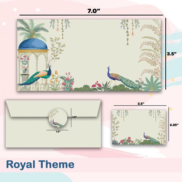 PERSONALISED GIFT ENVELOPES, CARDS & STICKERS COMBO -  ROYAL THEME, SET OF 130