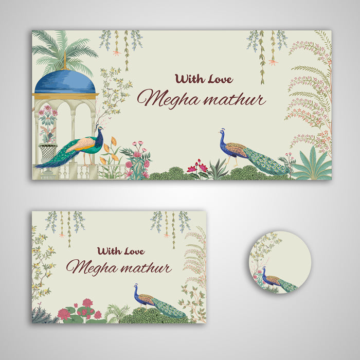 PERSONALISED GIFT ENVELOPES, CARDS & STICKERS COMBO -  ROYAL THEME, SET OF 130
