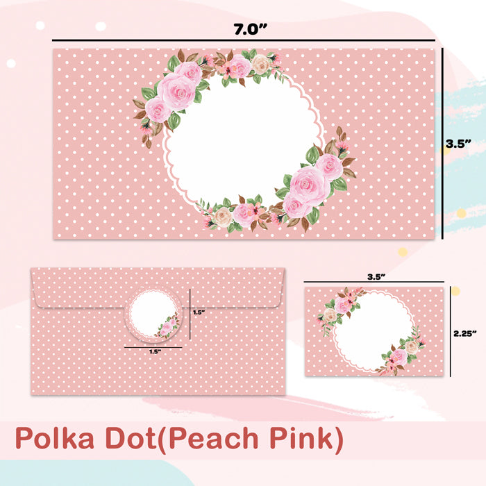 PERSONALISED GIFT ENVELOPES, CARDS & STICKERS COMBO - PINK POLKA, SET OF 130
