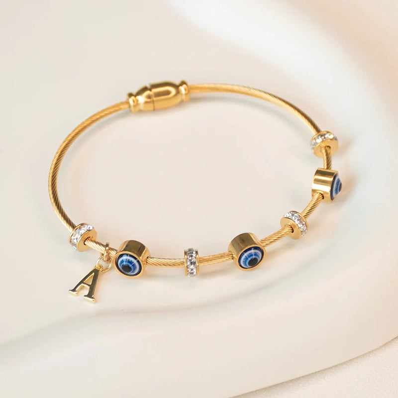 Evil eye initial bracelet