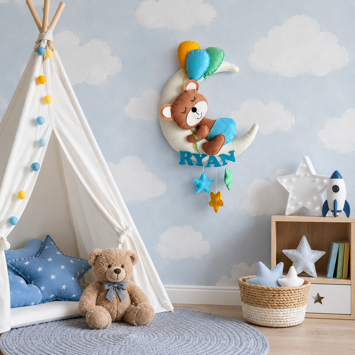 Babble Wrap Dreamy Bear Name Hanging