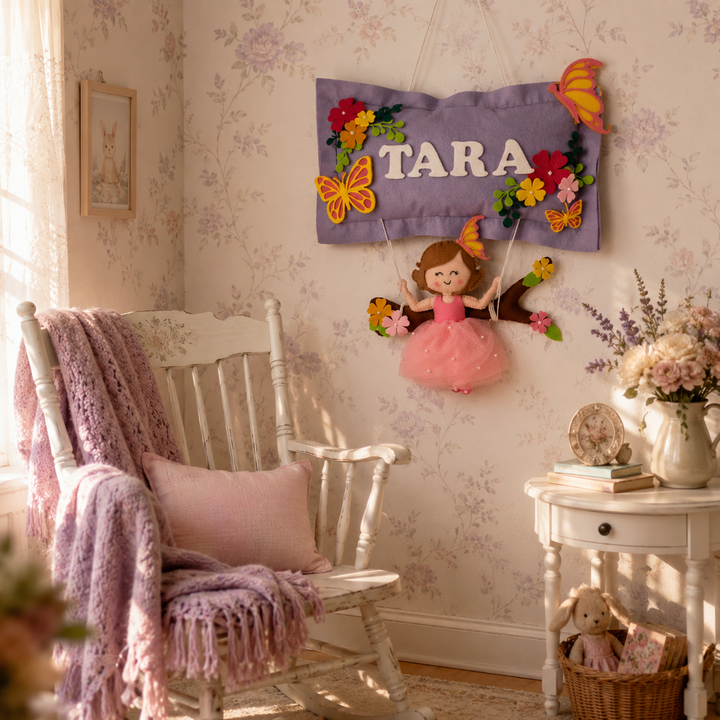 Babble Wrap Butterfly Blossoms Name Hanging