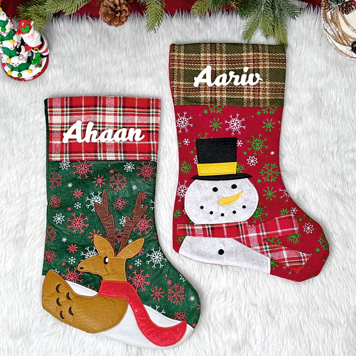 Vintage Holiday Stocking - Snowman