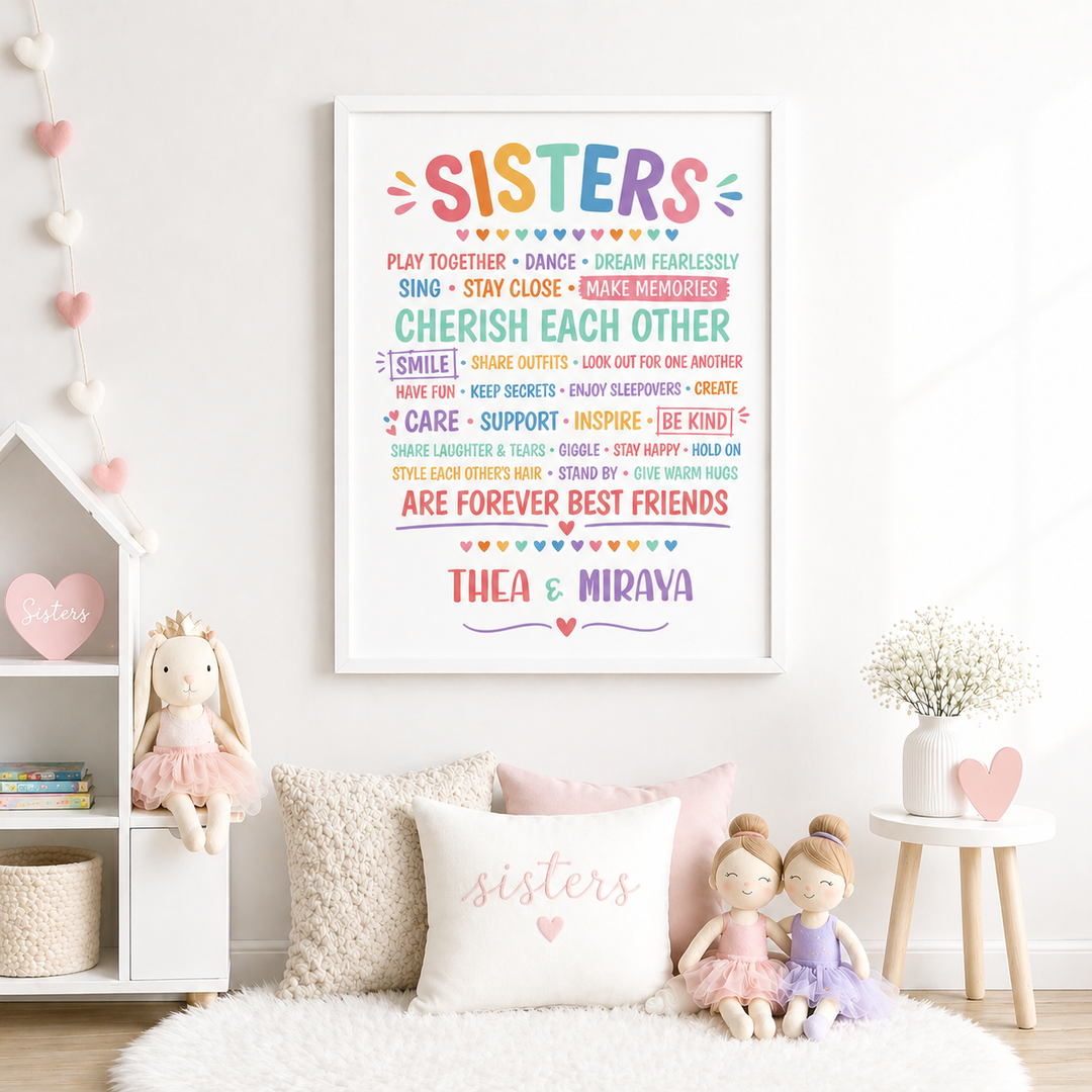 Birth Statistics Frame - Sisters Forever