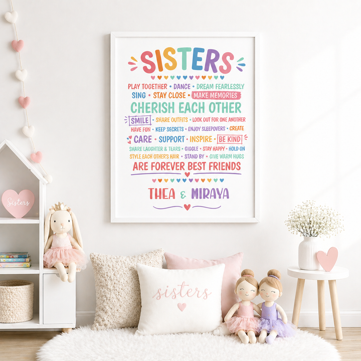 Birth Statistics Frame - Sisters Forever