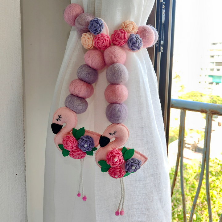 Curtain Tie - Flamingo Bloom