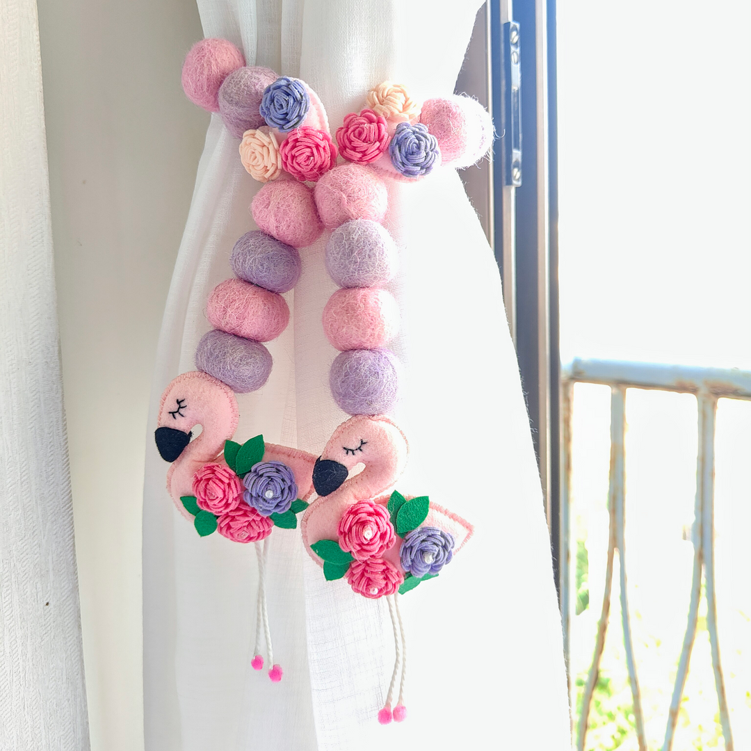 Curtain Tie - Flamingo Bloom