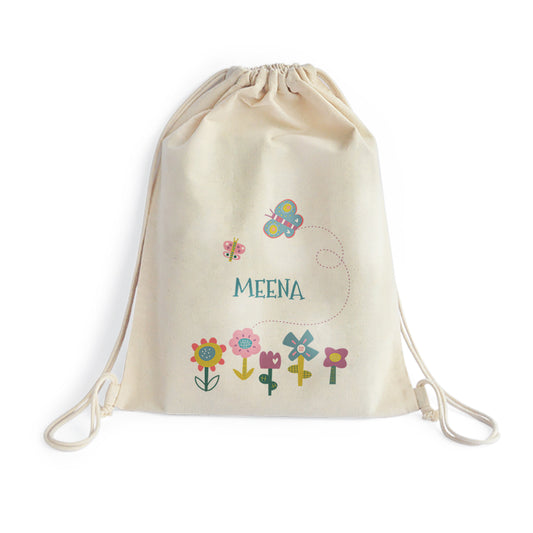 Personalised Drawstring Bag - Flower Power
