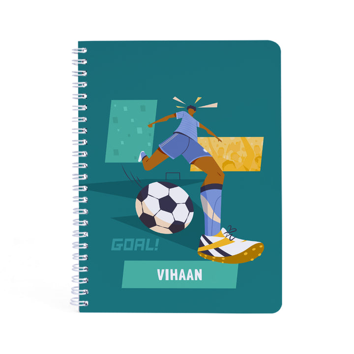 Personalised Spiral Notebook - Football Goals Boy