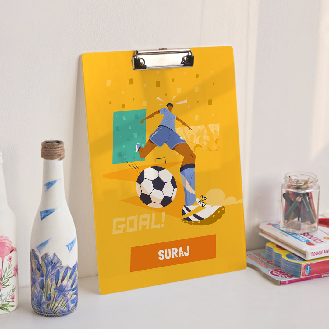 Personalised Clipboard - FootBall Goals Boy