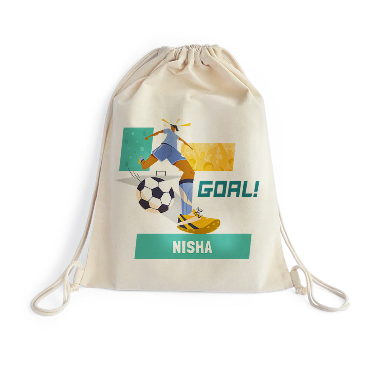 Personalised Drawstring Bag - FootBall Goals Girl