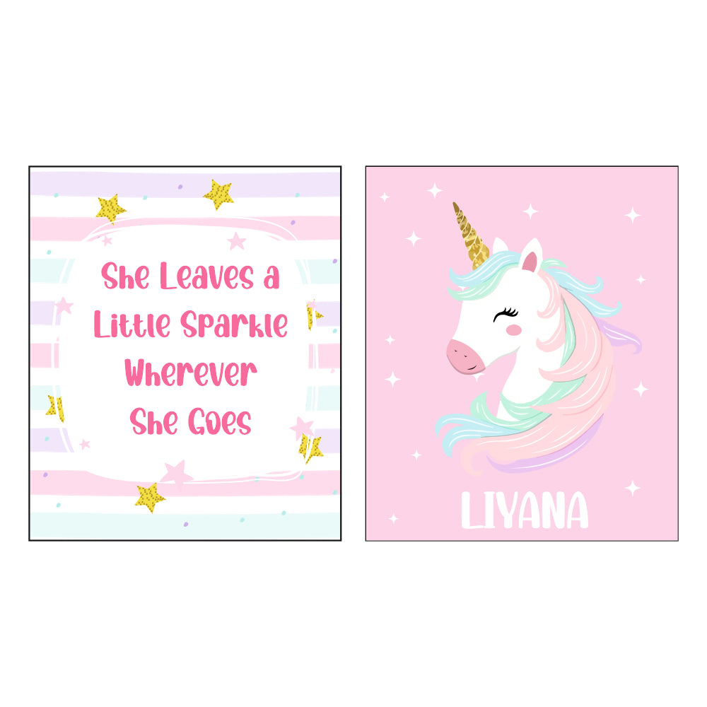 Birth Statistics Frame - Dreamy Unicorn  (Set Of 2)