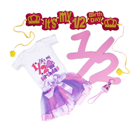 Half Bday Cupcake Set - Pink And Purple