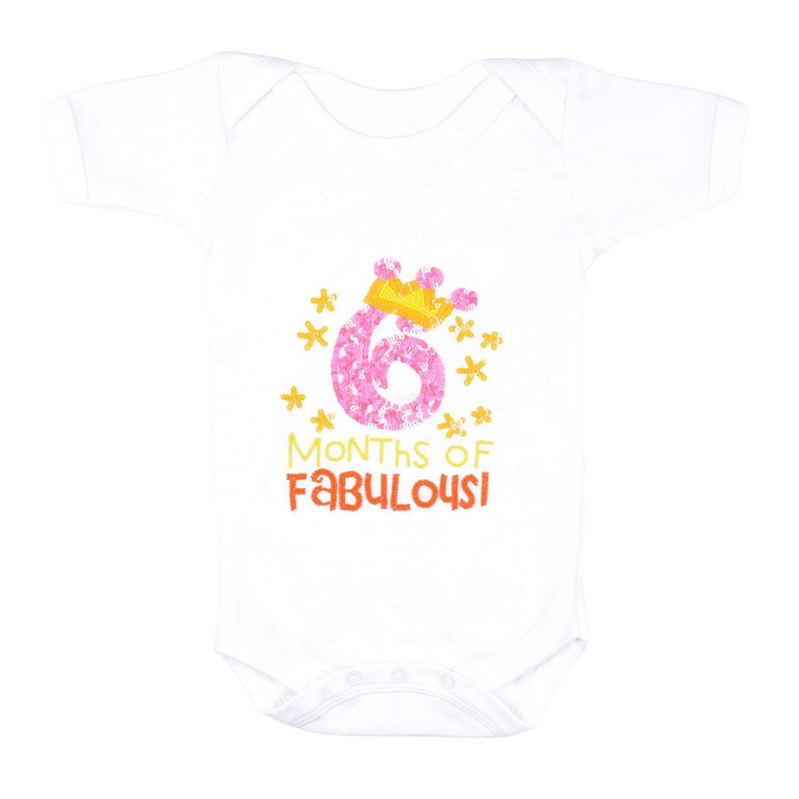 Half Birthday Beaded Crown Romper