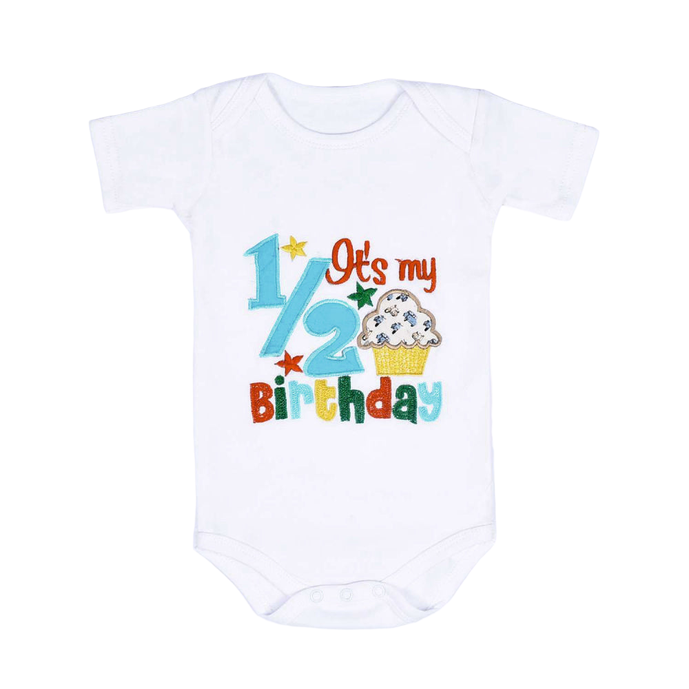 Half Birthday Beaded Crown Romper