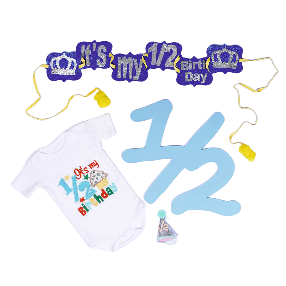 Half Birthday Cupcake Set - Blue
