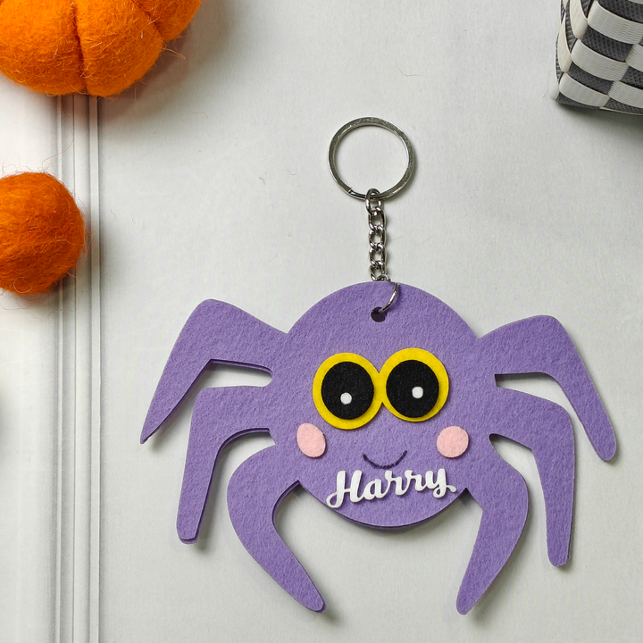 Personalized Halloween Keychain – Spooky Spider Buddy