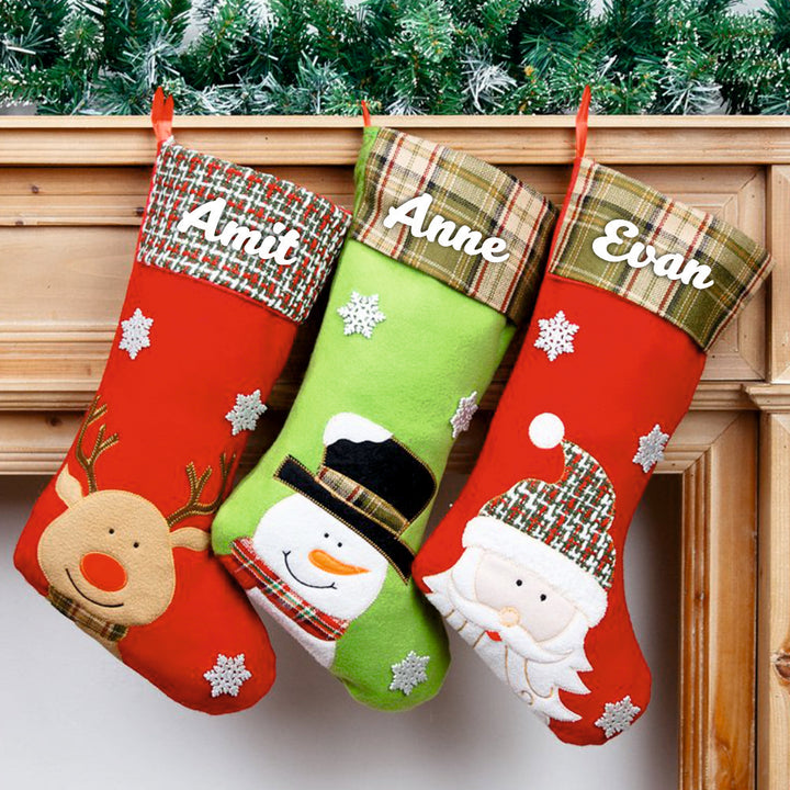 Plaid & Pine Stocking- Santa