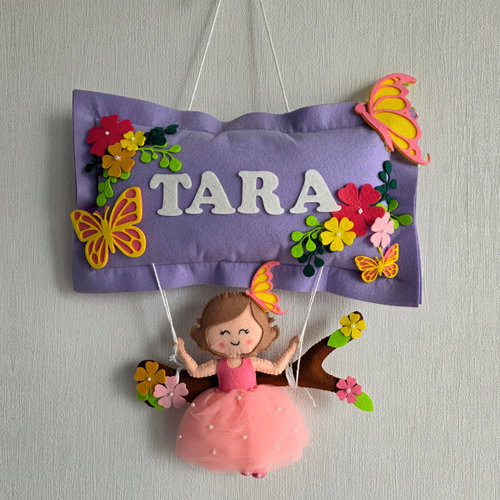 Babble Wrap Butterfly Blossoms Name Hanging