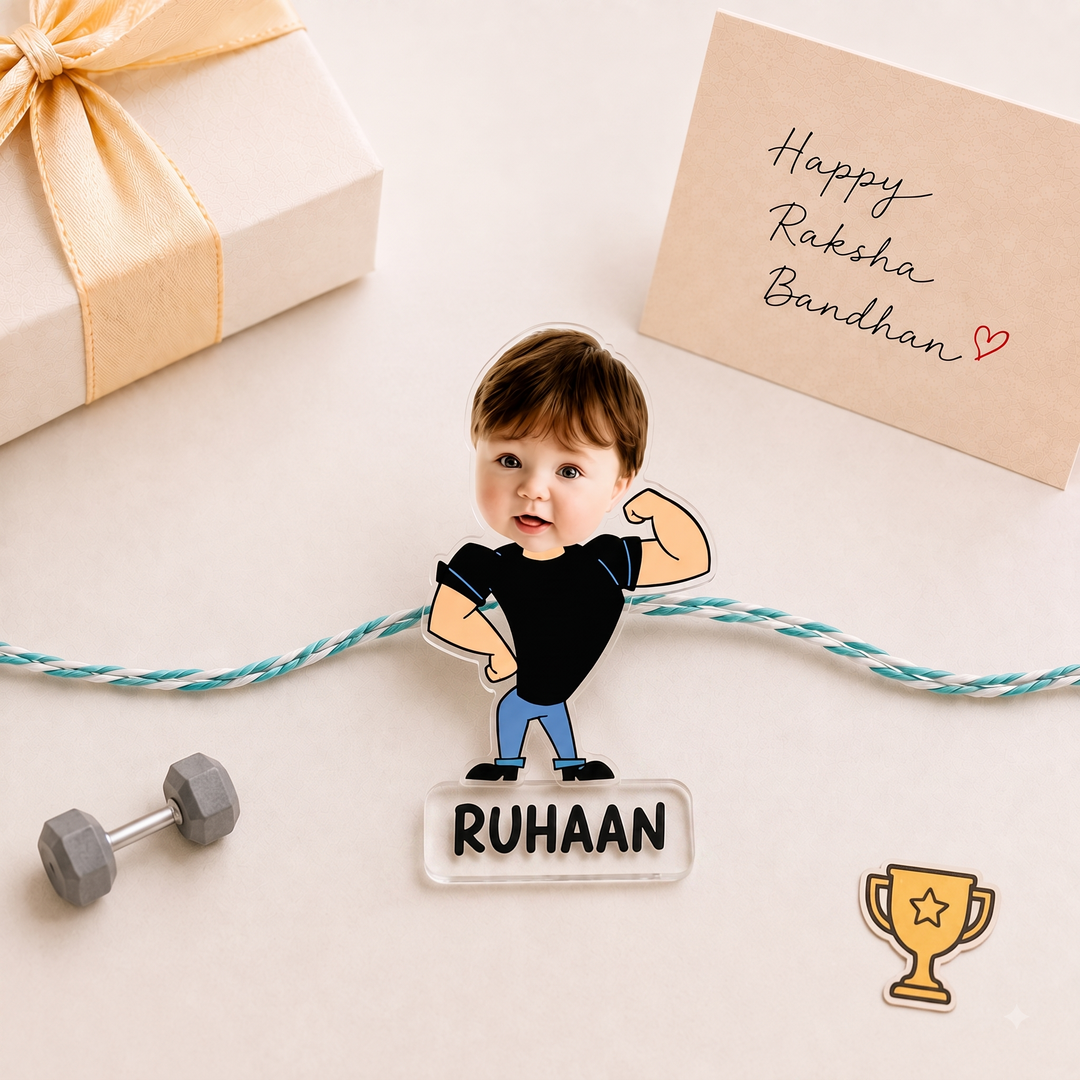 Babble Wrap Personalised Caricature Rakhi - Johnny Bravo