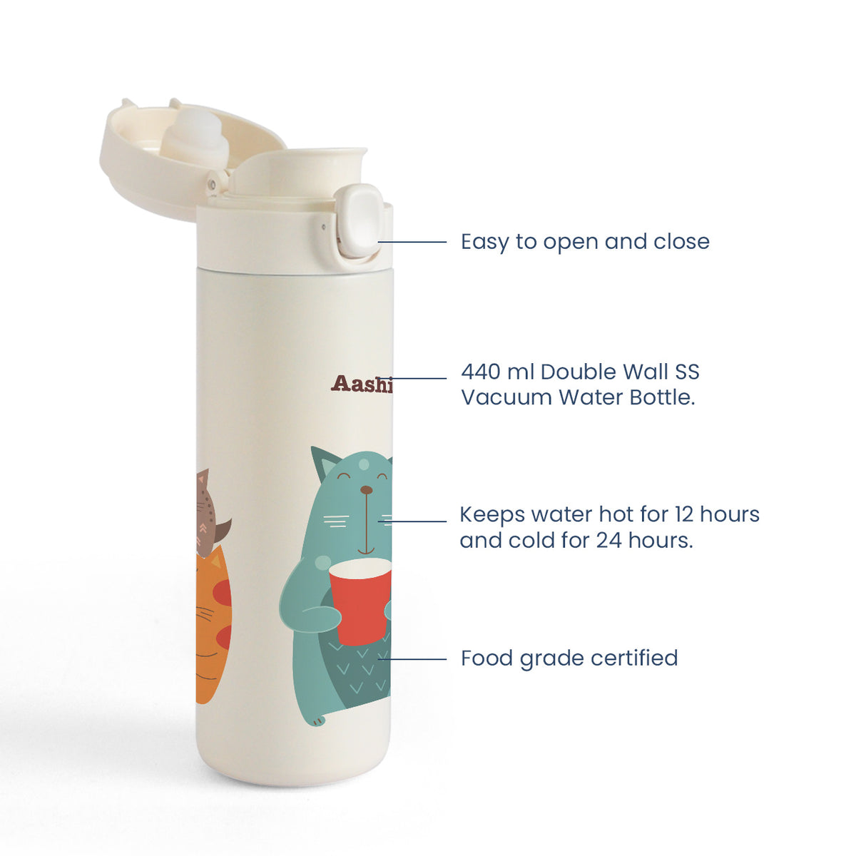 Insulated Water Bottle - Kitty Cat