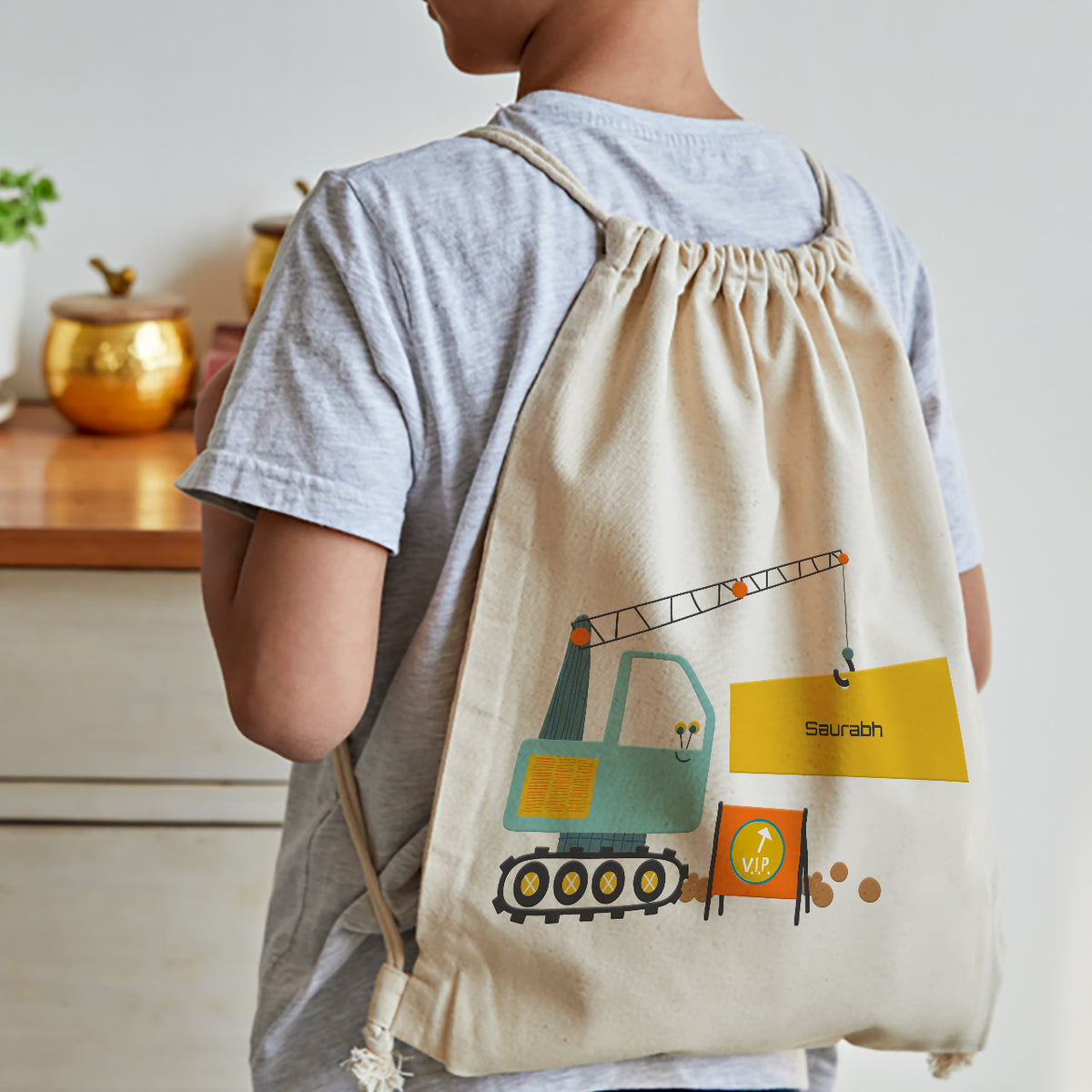 Personalised Drawstring Bag - Let's Build Construction