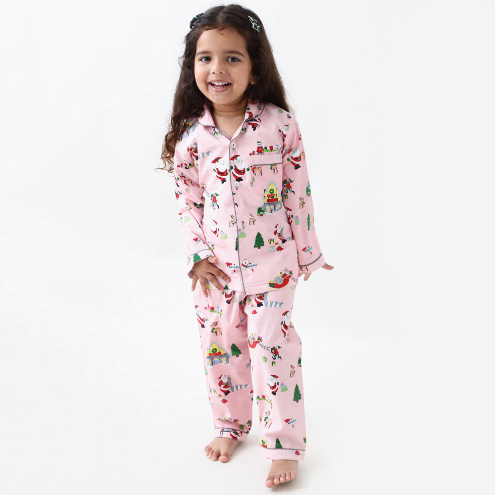 Santa's Workshop Pajama Set - Blush Pink