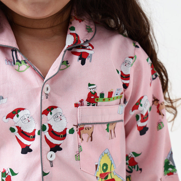 Santa's Workshop Pajama Set - Blush Pink