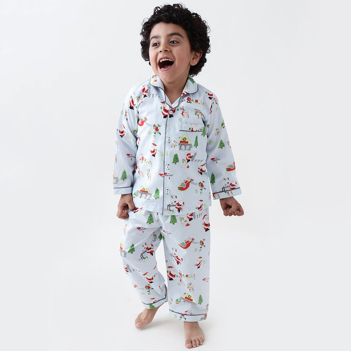 Santa's Workshop Pajama Set - Winter Blue