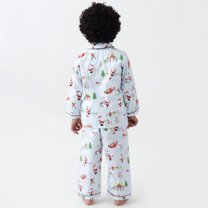 Santa's Workshop Pajama Set - Winter Blue