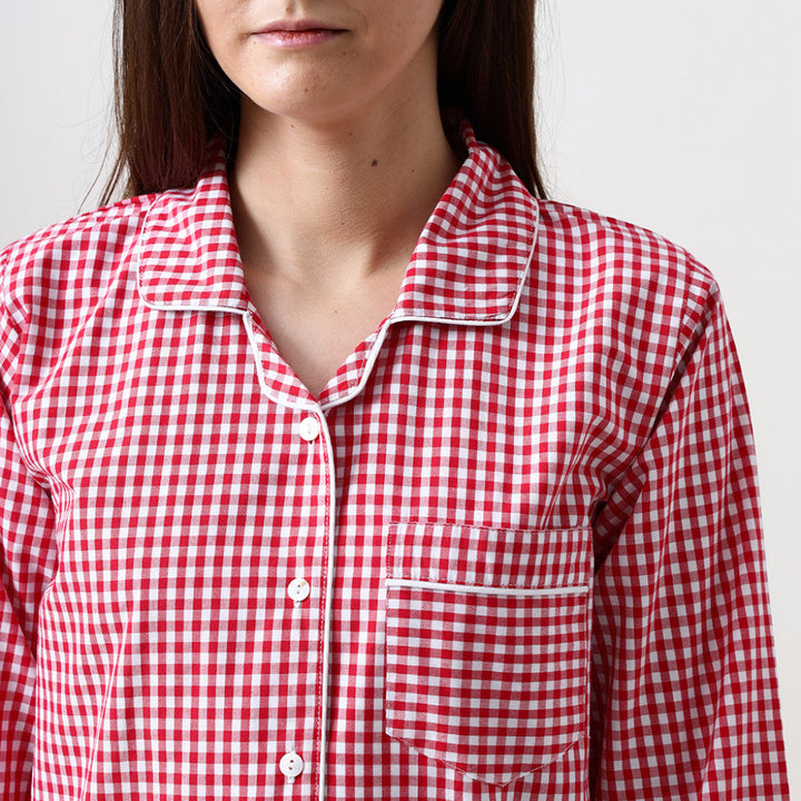 Women Classic Red Gingham Pajama Set