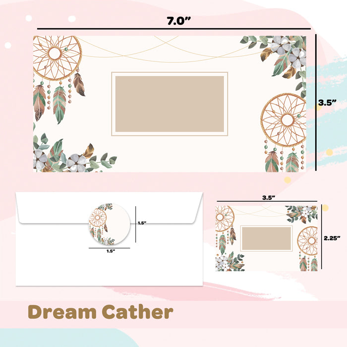 PERSONALISED GIFT ENVELOPES, CARDS & STICKERS COMBO - DREAM CATCHER, SET OF 130