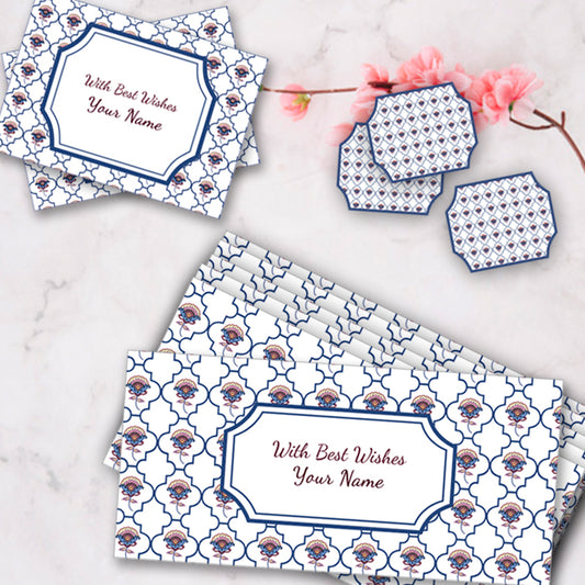 PERSONALISED GIFT ENVELOPES, CARDS & STICKERS COMBO - MUGHAL ART, SET OF 130