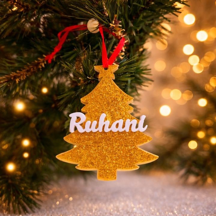 Babble Wrap Glitter Tree Name Ornament
