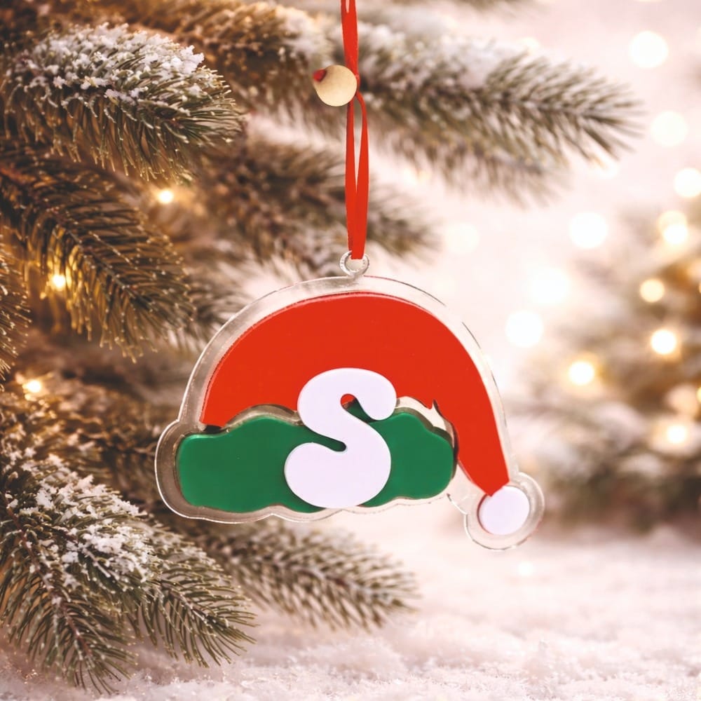 Babble Wrap Santa Initial Charm Ornament