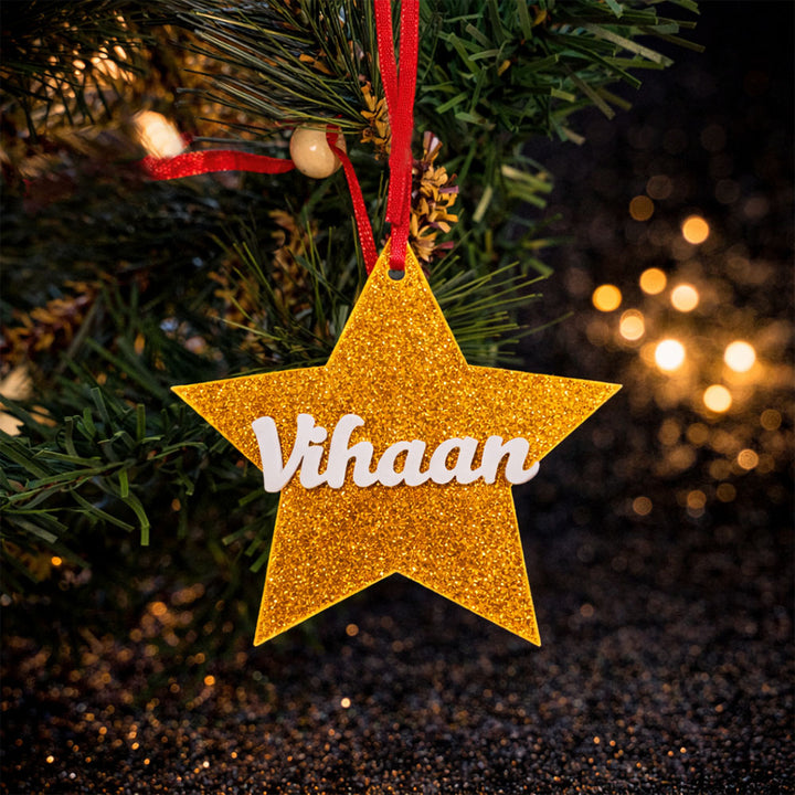Babble Wrap Glitter Star Name Ornament