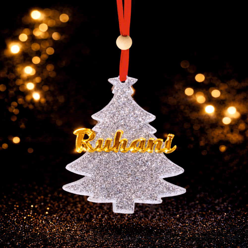 Babble Wrap Glitter Tree Name Ornament