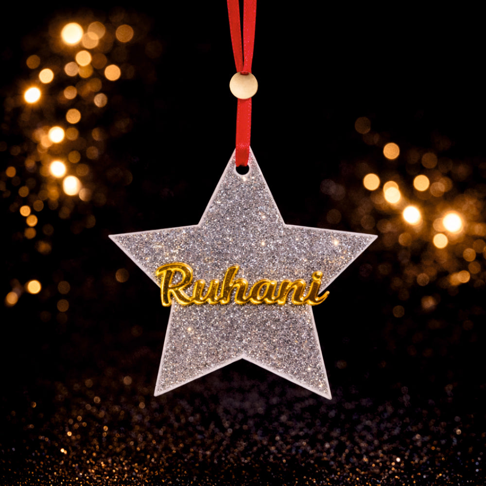 Babble Wrap Glitter Star Name Ornament