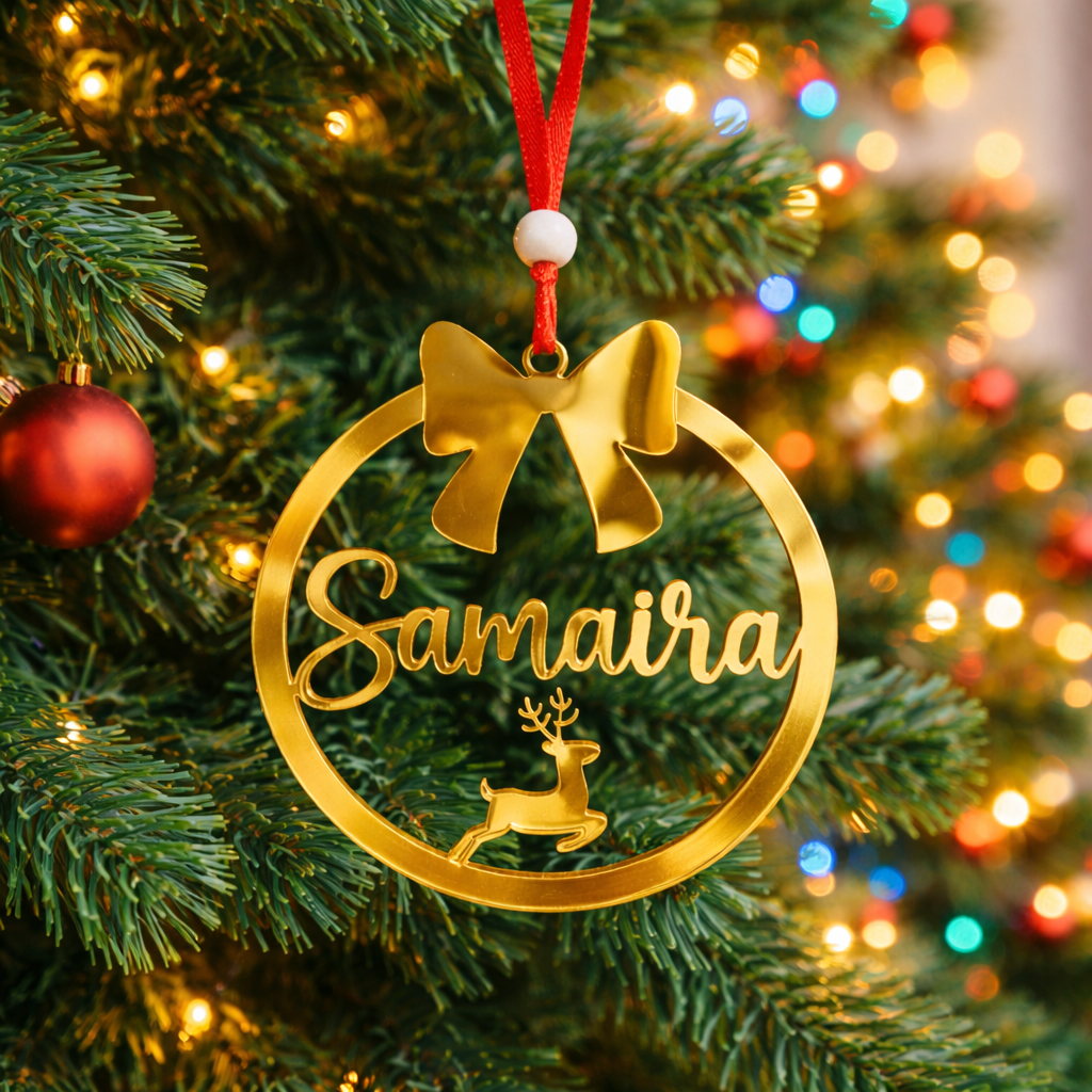 Babble Wrap Bow & Reindeer Ornament