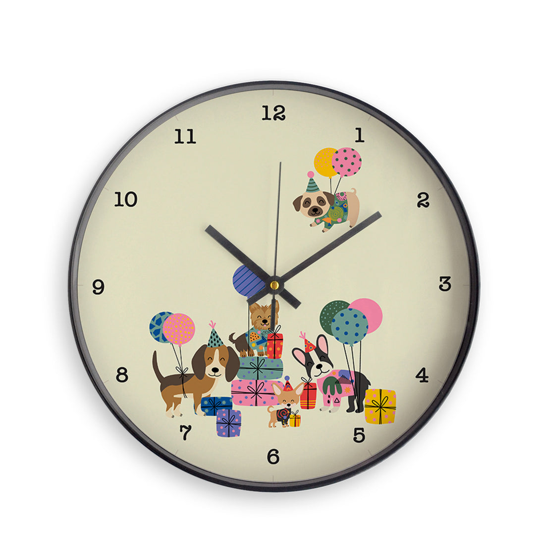 Wall Clock - Paw Party Dogs