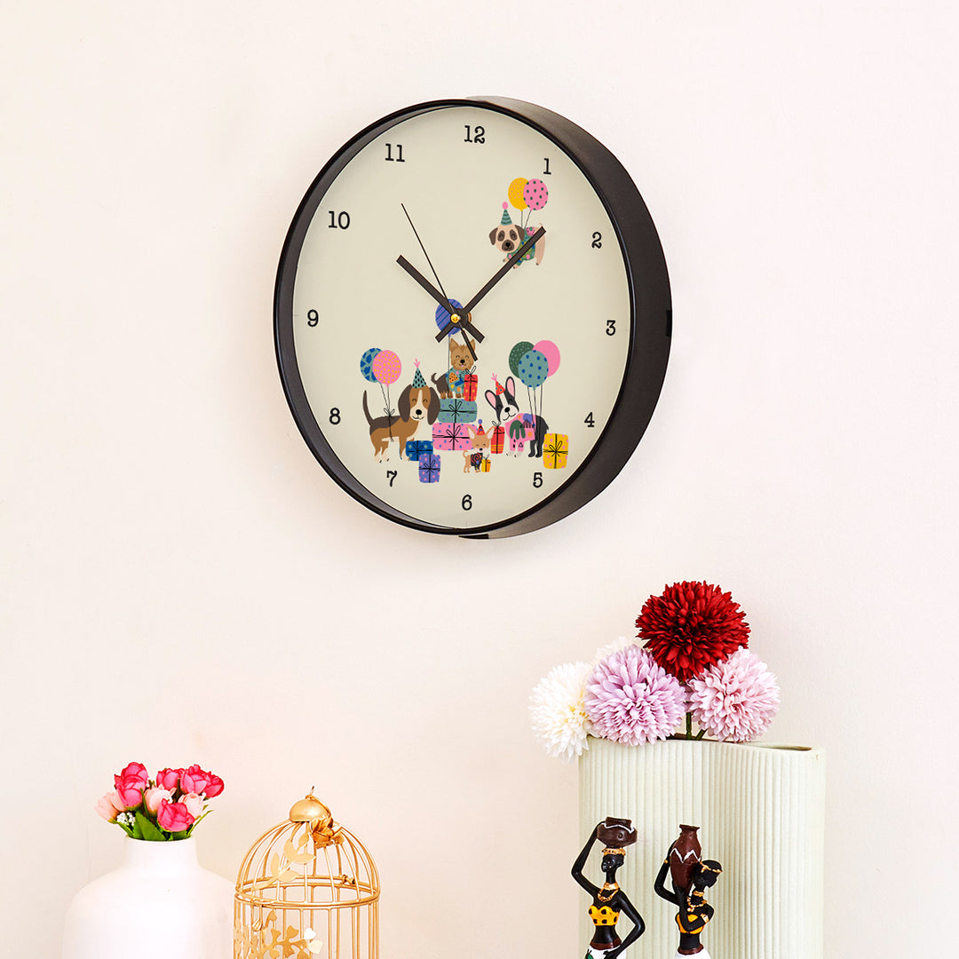 Wall Clock - Paw Party Dogs